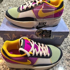 Nike Kids JA Morant 1 Low-Top Sneakers in Yellow, Pink, Purple